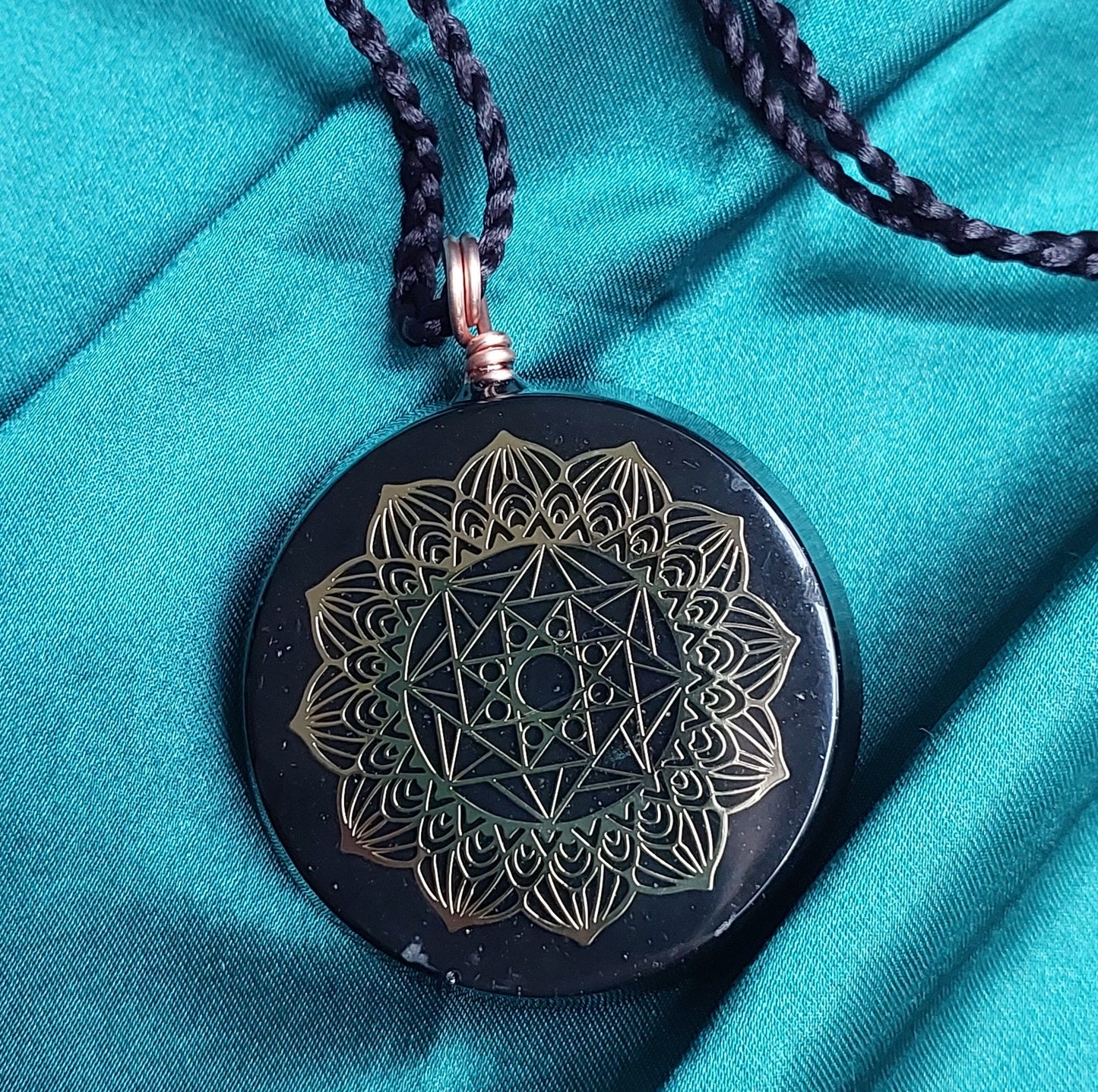Ethereal - Blue Apatite & Tensor Ring Orgonite Necklace Talisman Collection