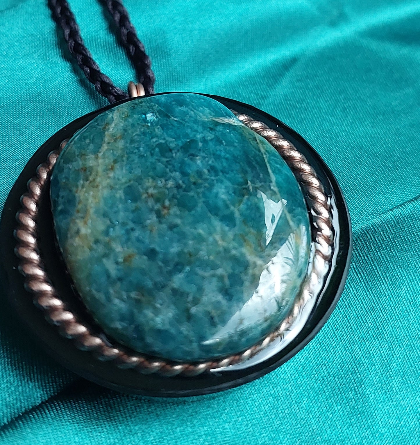 Ethereal - Blue Apatite & Tensor Ring Orgonite Necklace Talisman Collection