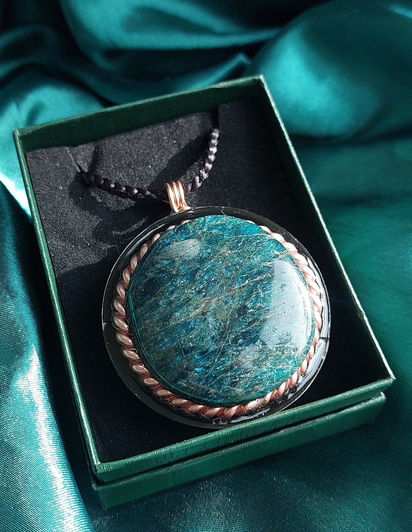 Blue Apatite Orgonite Talisman Necklace - Clarity, Expression & Ancient Memory
