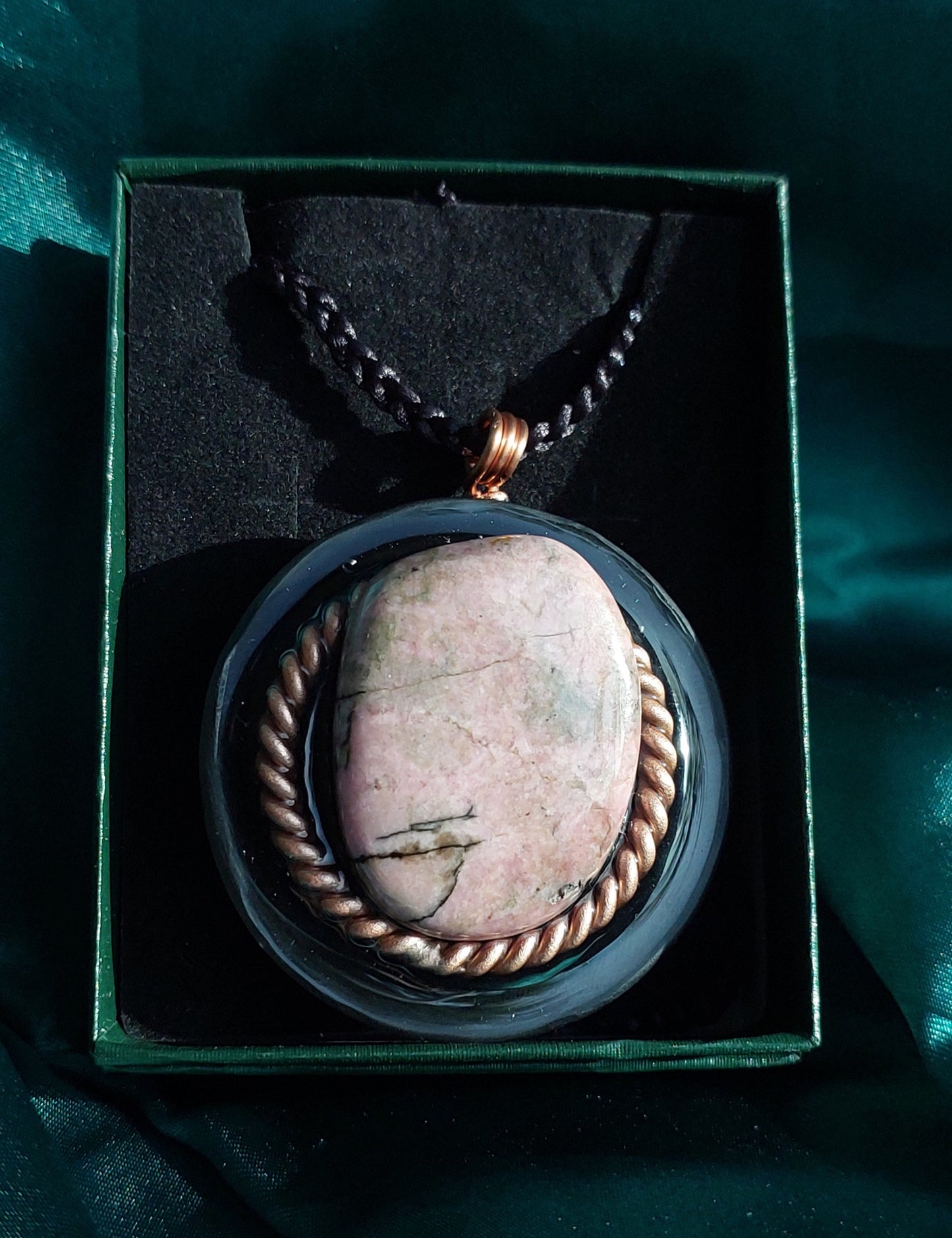 Rhodonite Orgonite Talisman Necklace - Emotional Healing, Self-Compassion & Grounded Heart
