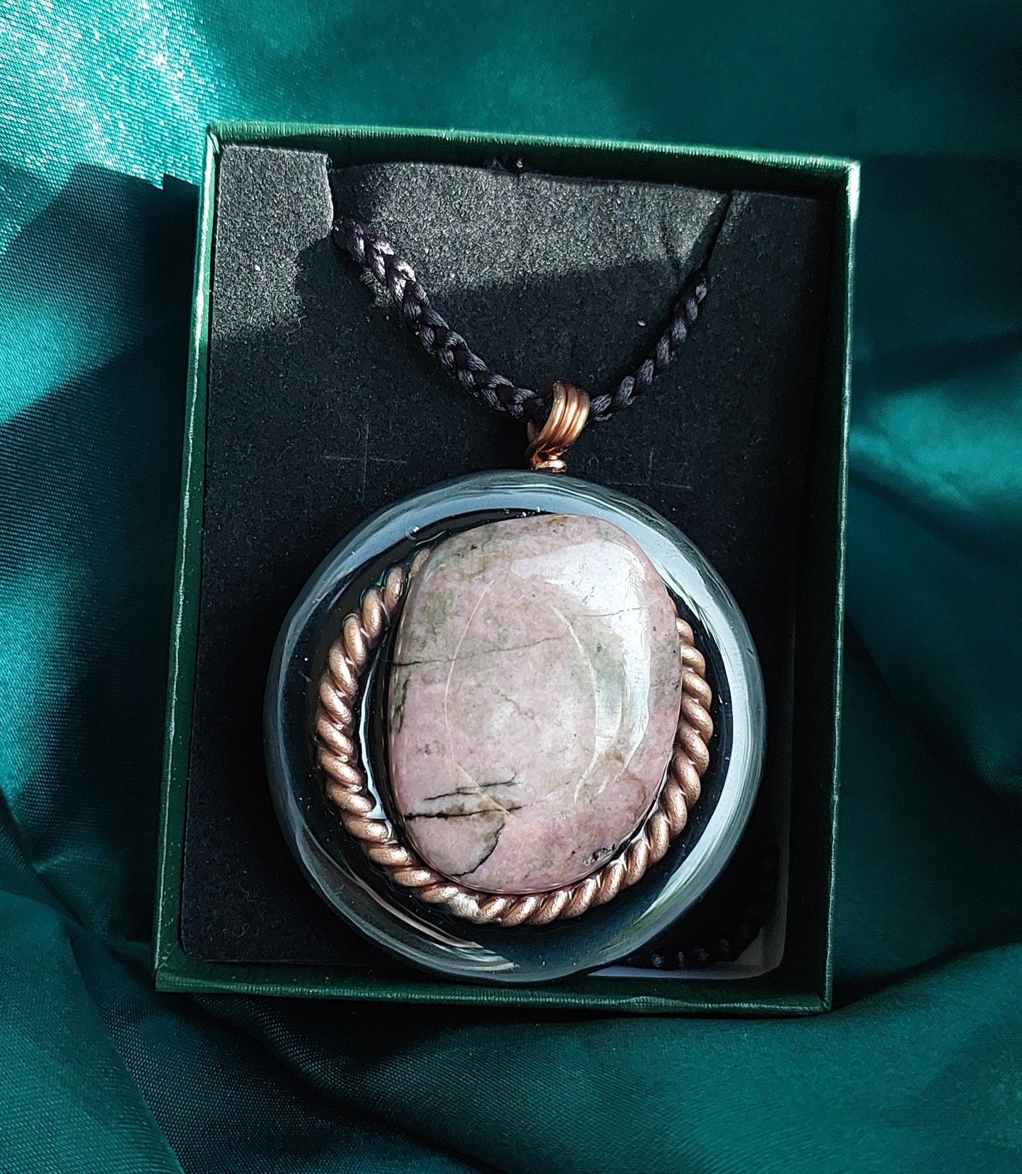 Rhodonite Orgonite Talisman Necklace - Emotional Healing, Self-Compassion & Grounded Heart