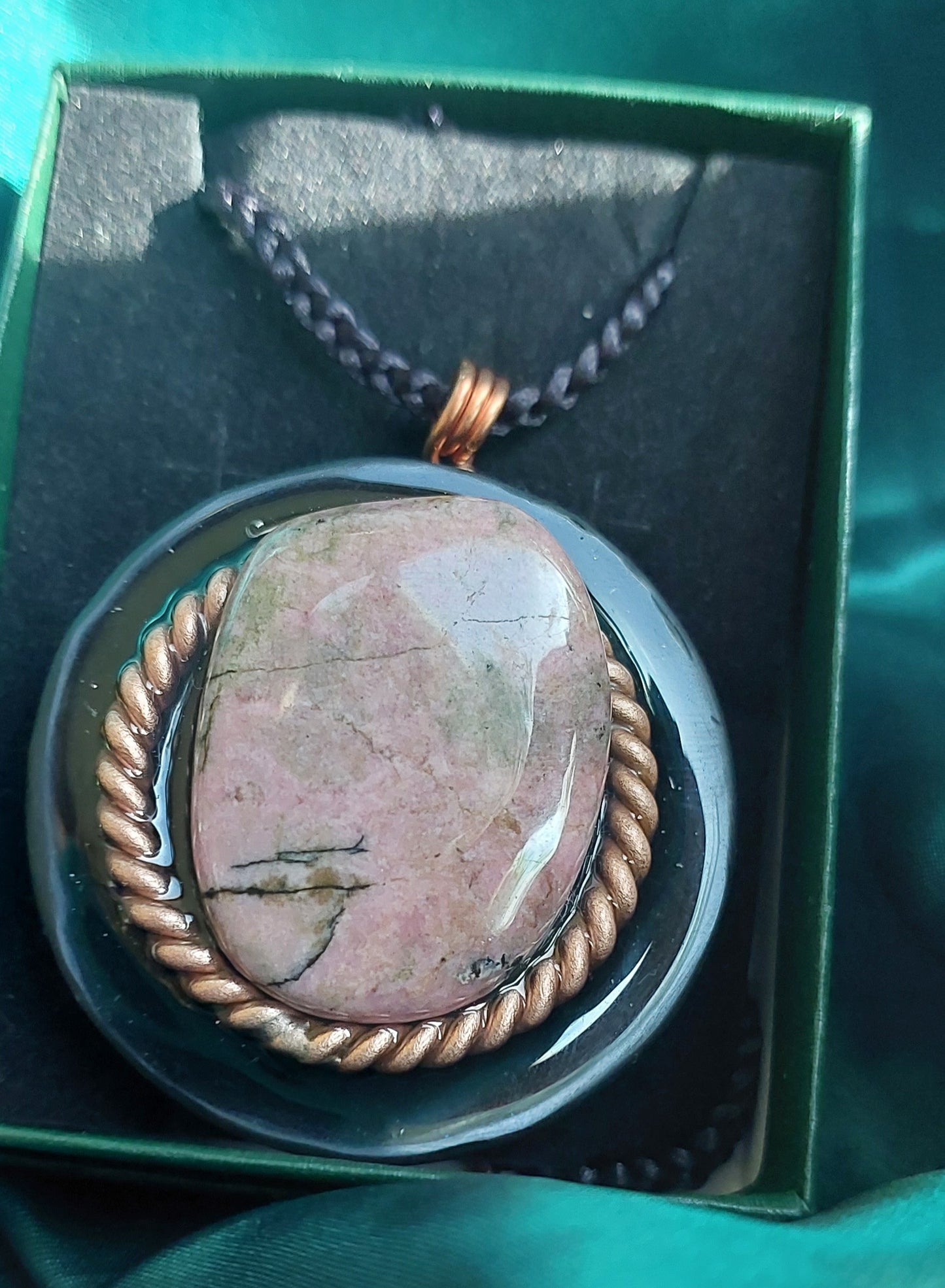 Rhodonite Orgonite Talisman Necklace - Emotional Healing, Self-Compassion & Grounded Heart
