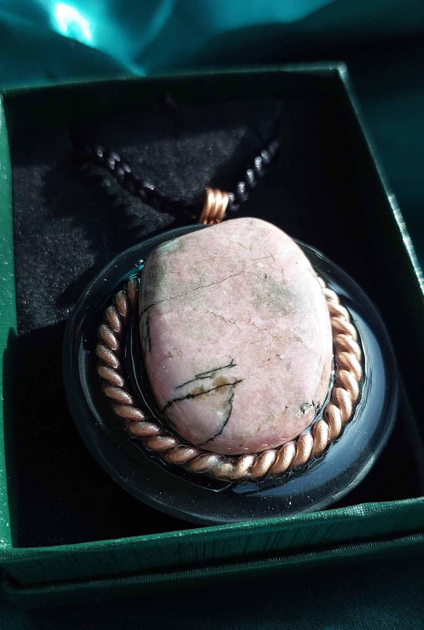 Rhodonite Orgonite Talisman Necklace - Emotional Healing, Self-Compassion & Grounded Heart