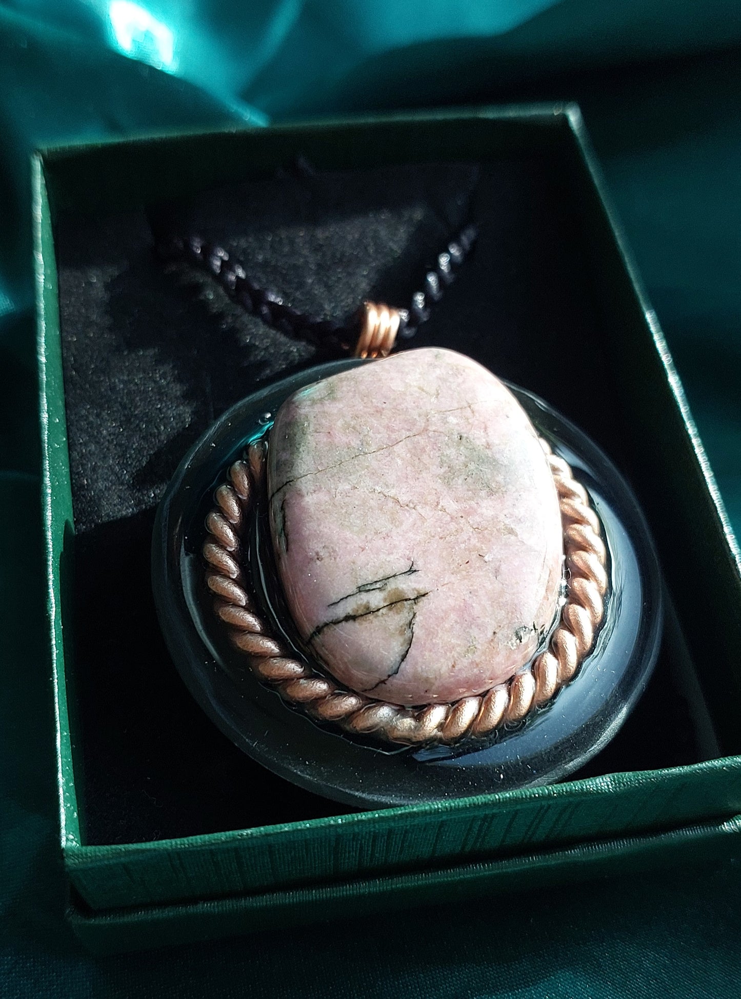 Rhodonite Orgonite Talisman Necklace - Emotional Healing, Self-Compassion & Grounded Heart