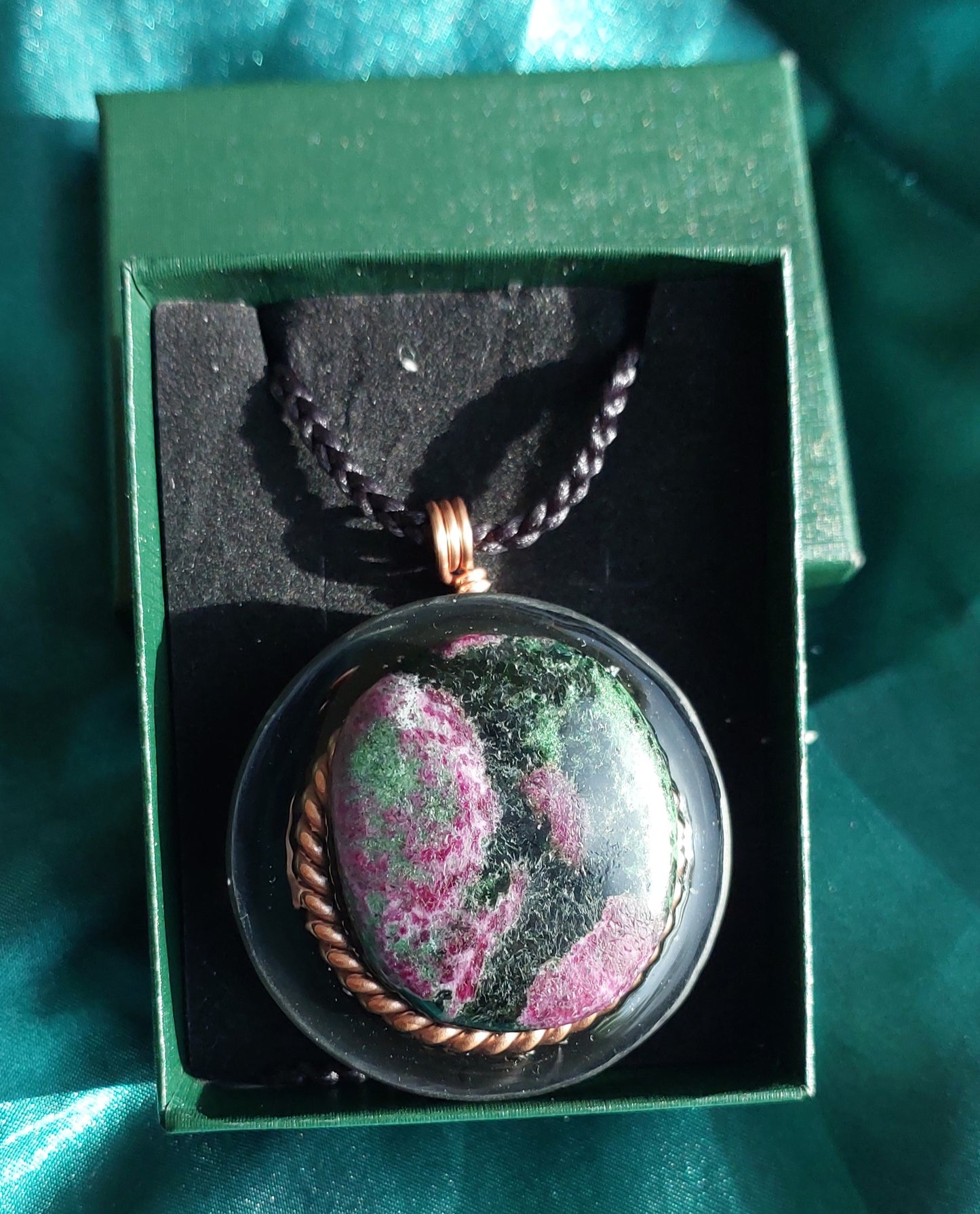 Ruby Zoisite Orgonite Talisman Necklace - Vitality, Transformation & Heart-Centered Strength
