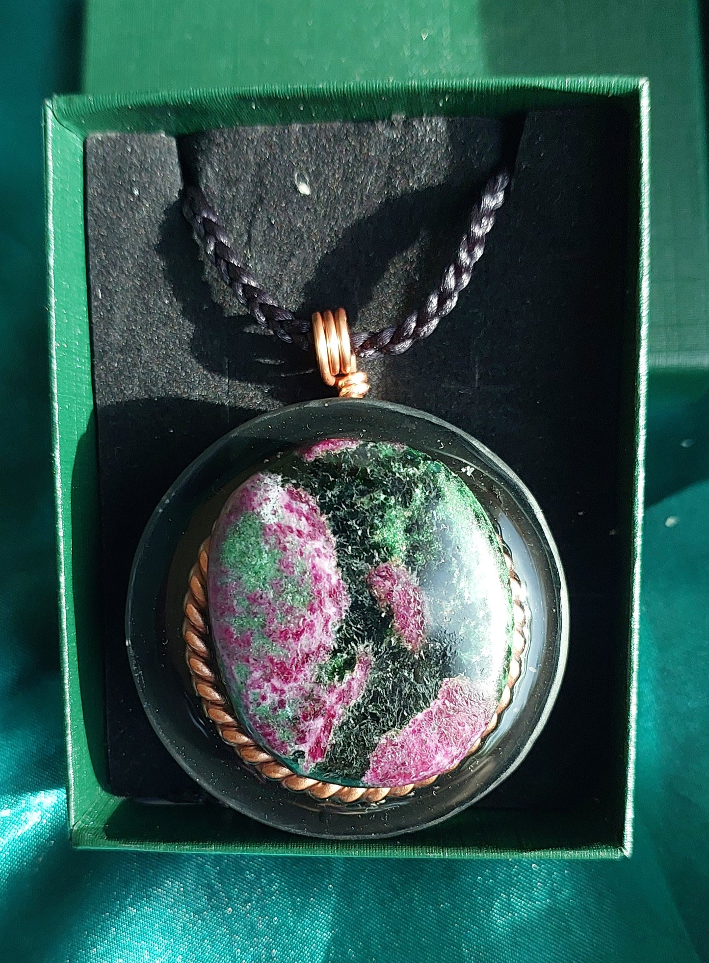 Ruby Zoisite Orgonite Talisman Necklace - Vitality, Transformation & Heart-Centered Strength