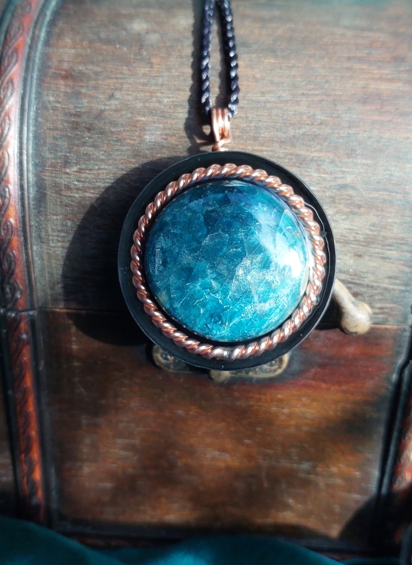 Orgonite Talisman Necklace | Blue Apatite + Sacred Cubit Tensor | Expression & Mental Clarity