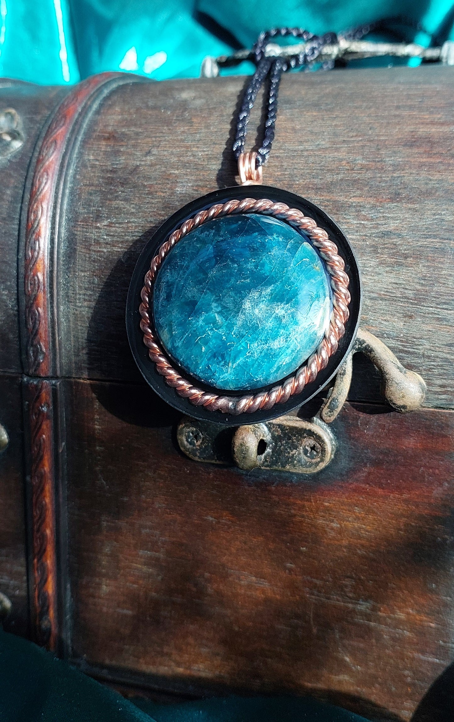 Orgonite Talisman Necklace | Blue Apatite + Sacred Cubit Tensor | Expression & Mental Clarity