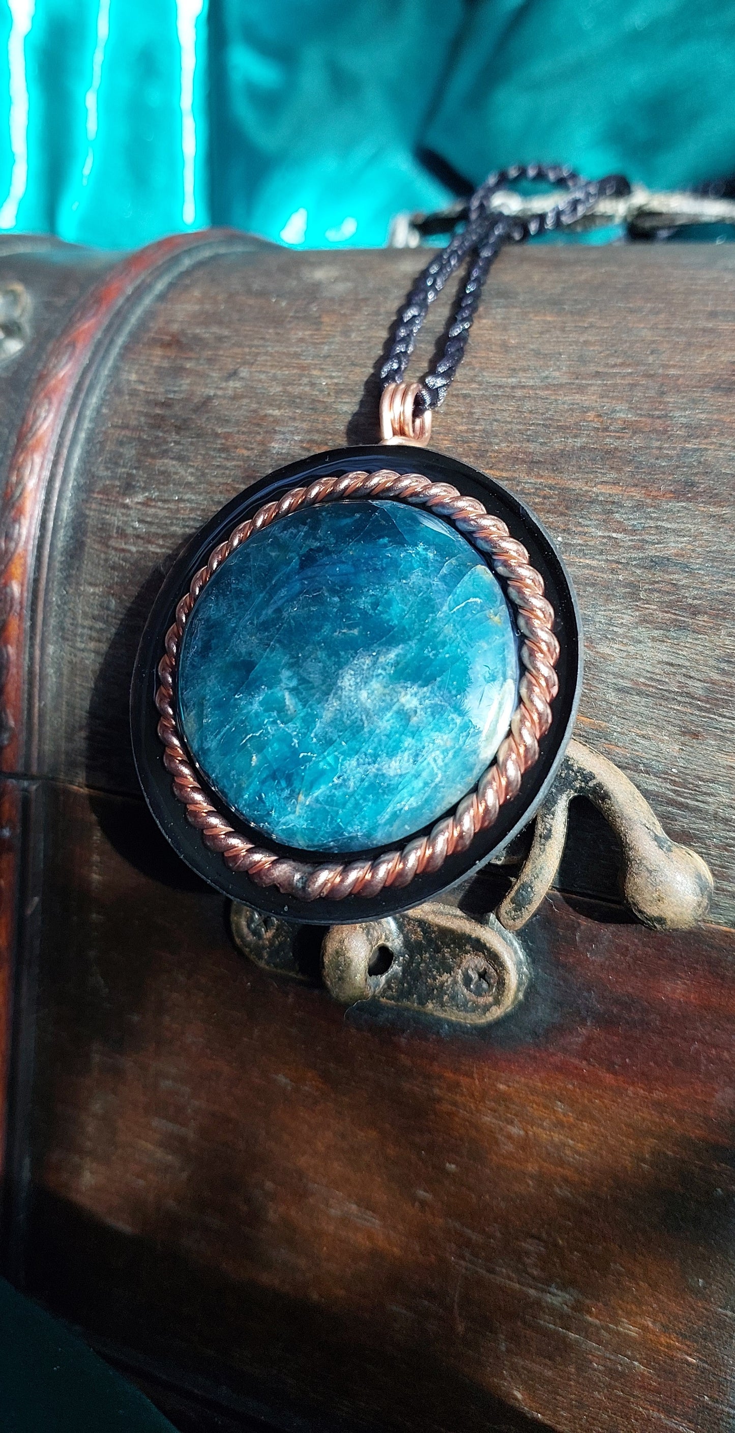 Orgonite Talisman Necklace | Blue Apatite + Sacred Cubit Tensor | Expression & Mental Clarity