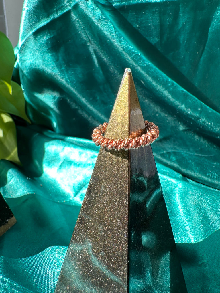 Sacred Cubit Triple-Twist Tensor Ring – Copper Finger Ring