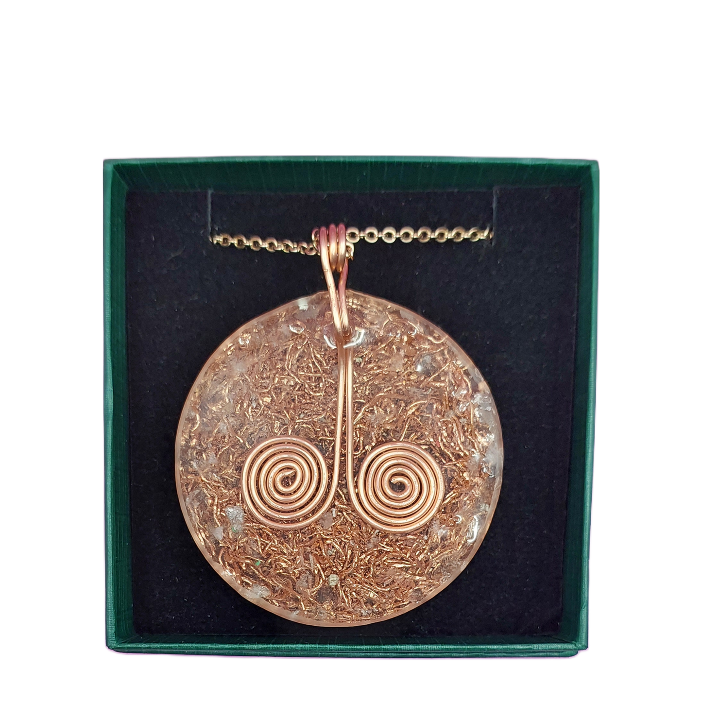 "Intuition & Harmony" - Orgonite Necklace with Unakite & Atlantis Tensor Ring - The Soulful Garden