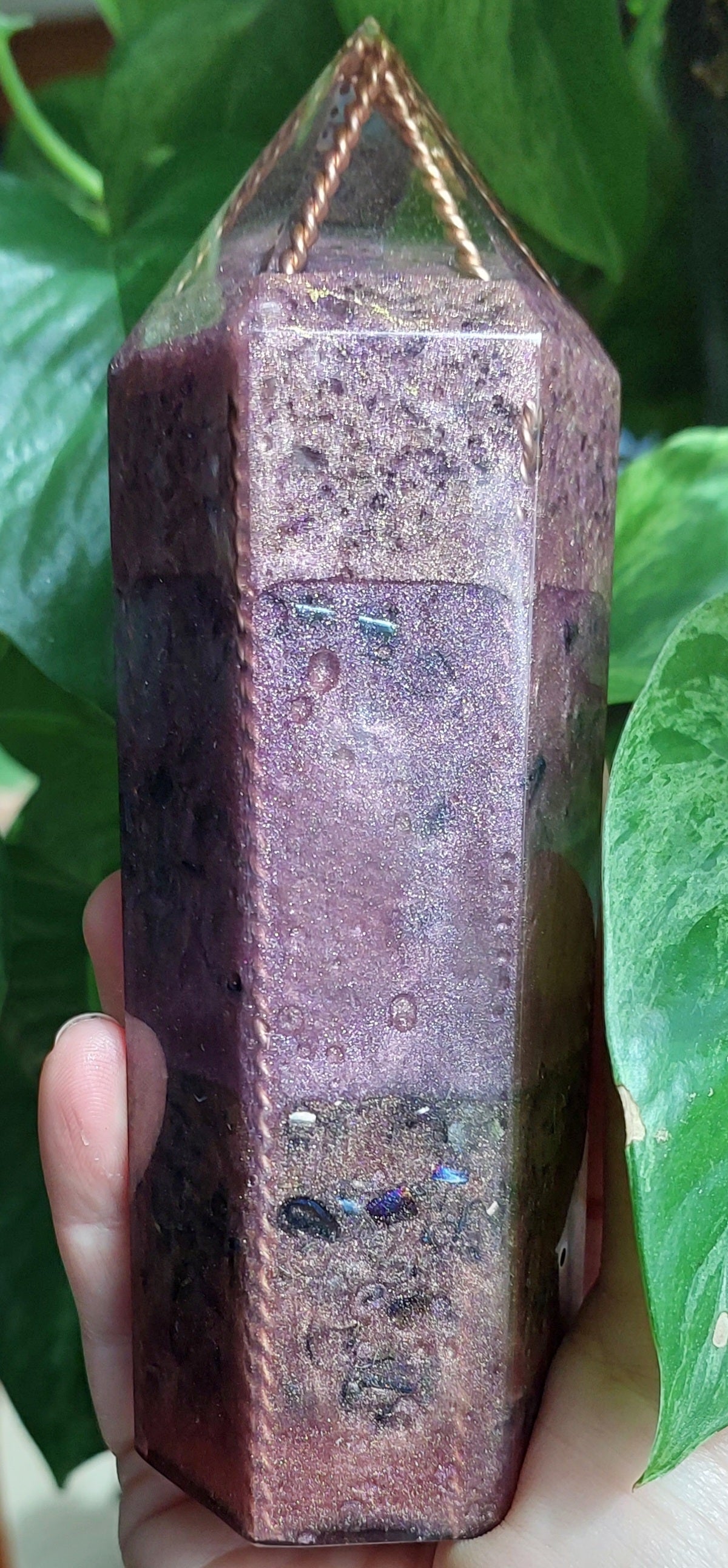 Mystic Zenith - Amethyst & Copper Orgonite Obelisk