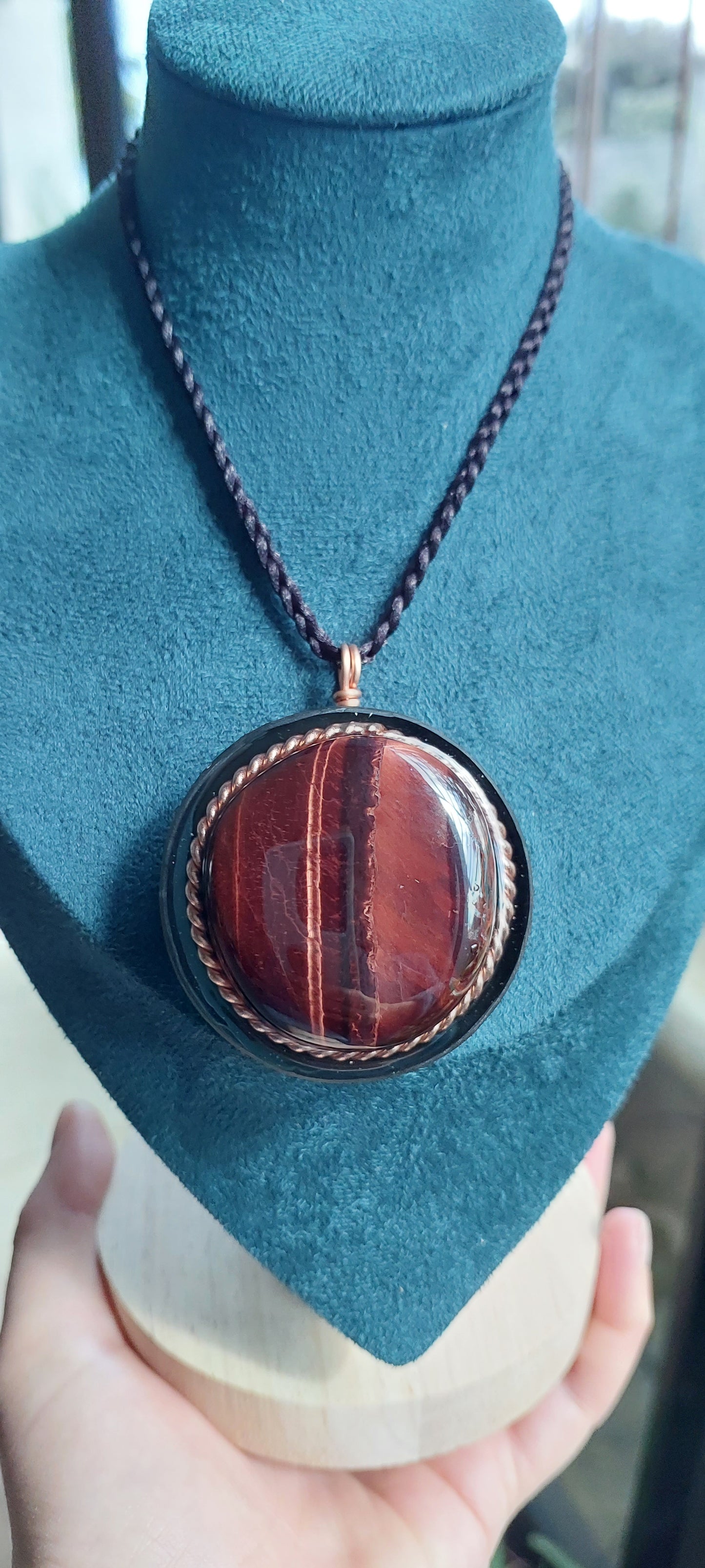 Passionate Harmony - Red Tiger’s Eye & Atlantis tensor Ring Orgonite Necklace Talisman