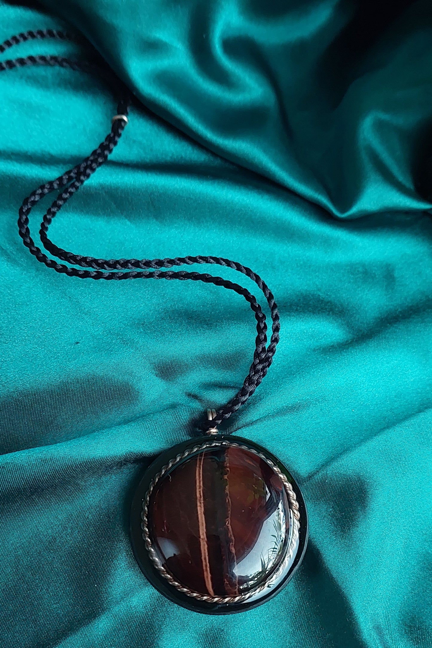 Passionate Harmony - Red Tiger’s Eye & Atlantis tensor Ring Orgonite Necklace Talisman