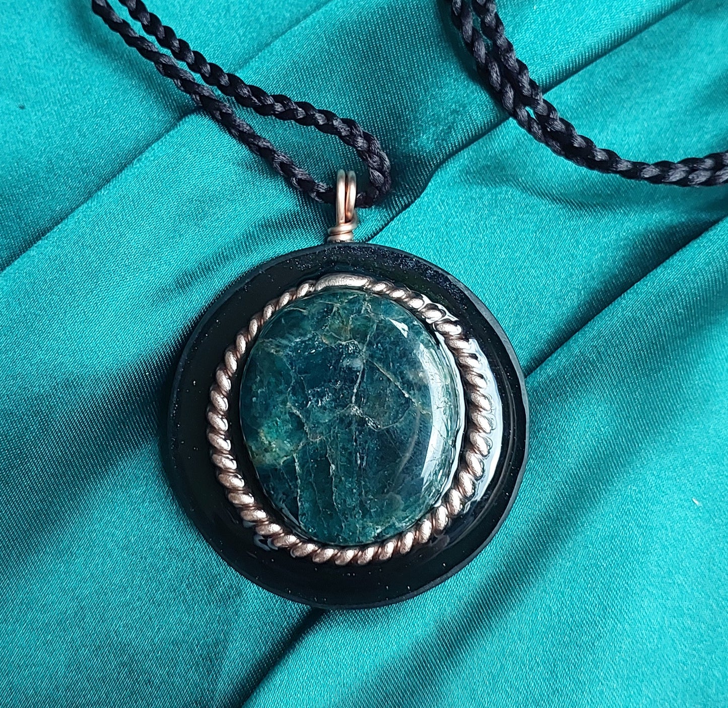 Ethereal - Blue Apatite & Tensor Ring Orgonite Necklace Talisman Collection