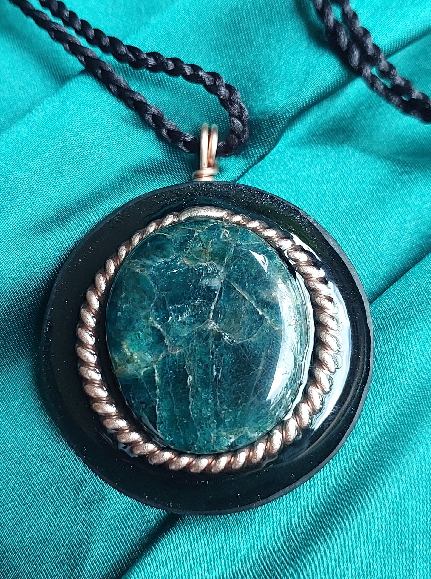 Ethereal - Blue Apatite & Tensor Ring Orgonite Necklace Talisman Collection