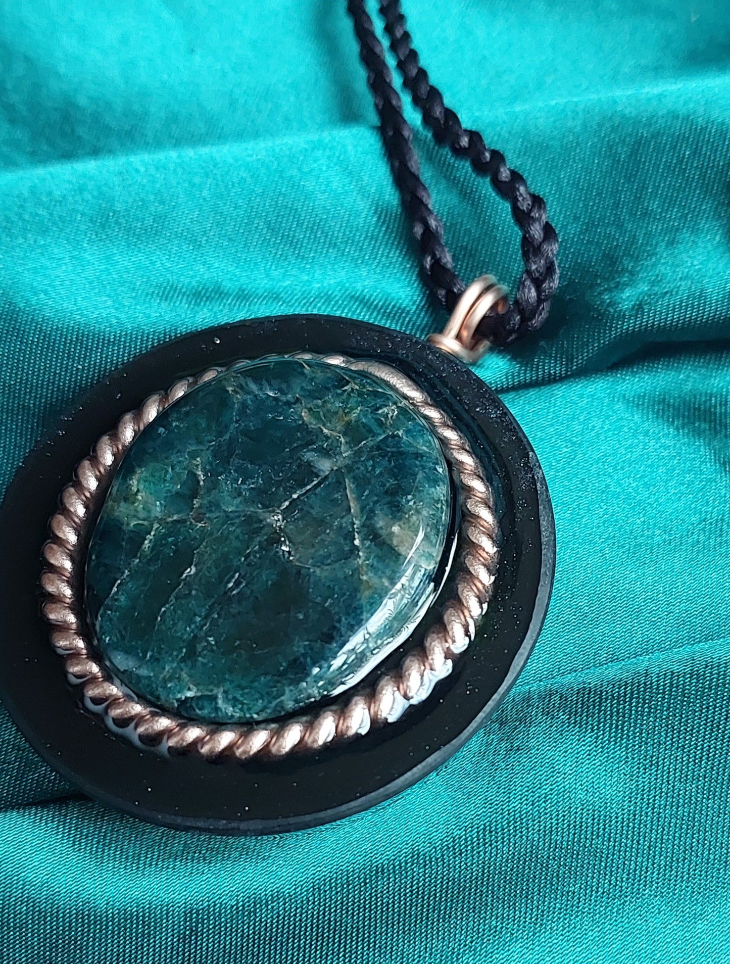 Ethereal - Blue Apatite & Tensor Ring Orgonite Necklace Talisman Collection