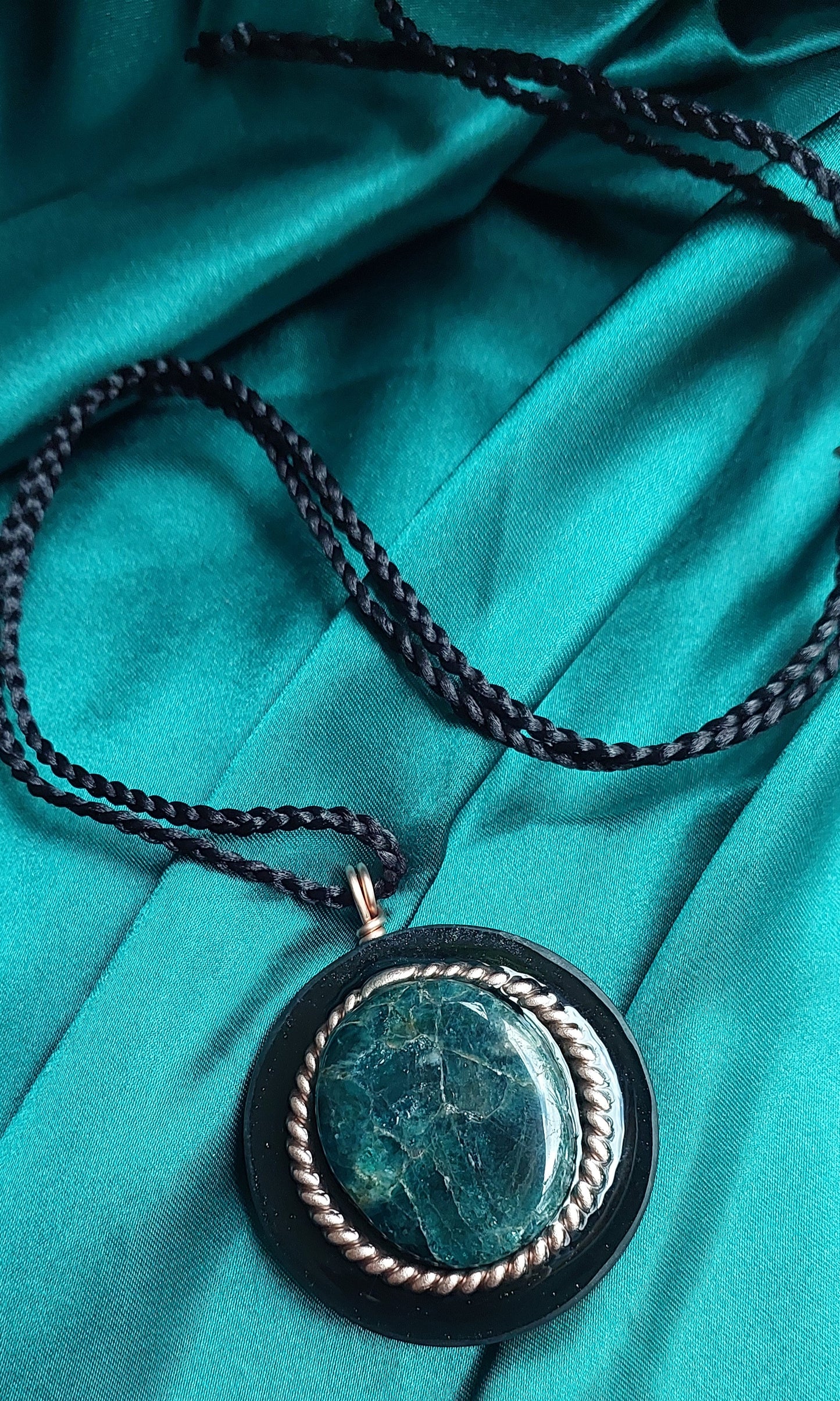 Ethereal - Blue Apatite & Tensor Ring Orgonite Necklace Talisman Collection