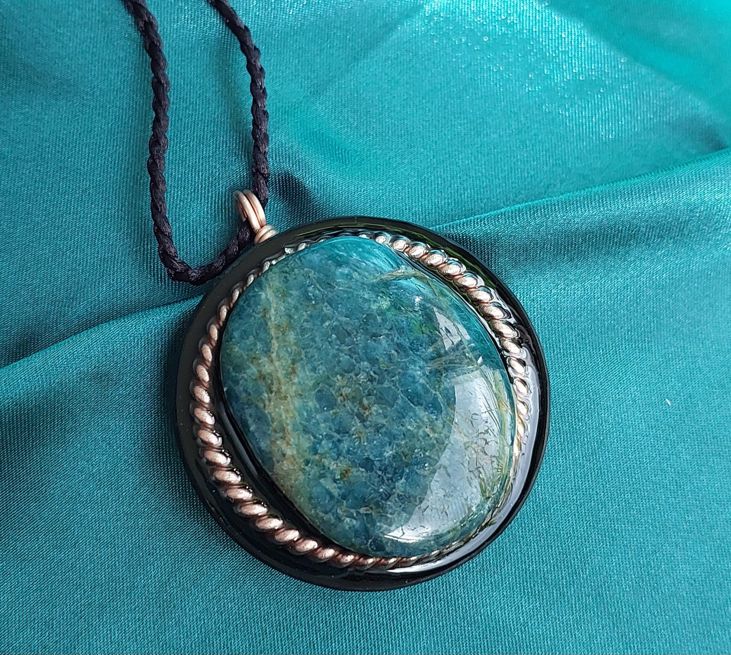 Ethereal - Blue Apatite & Tensor Ring Orgonite Necklace Talisman Collection