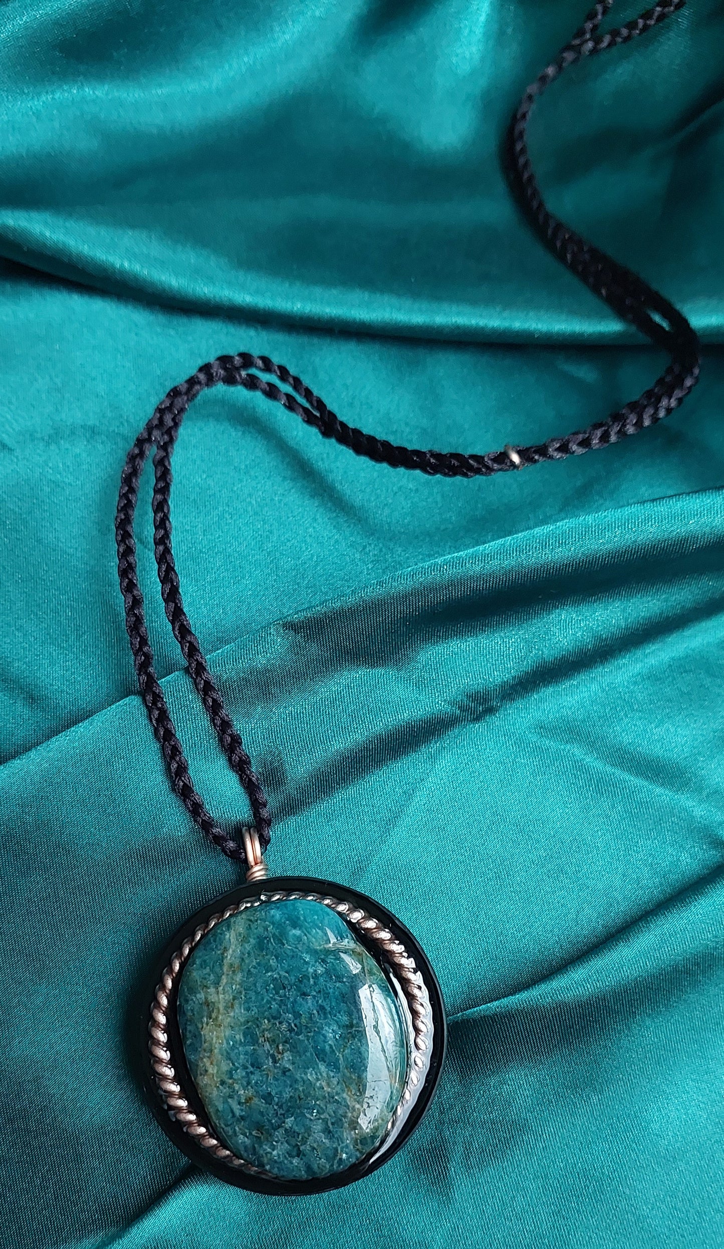 Ethereal - Blue Apatite & Tensor Ring Orgonite Necklace Talisman Collection