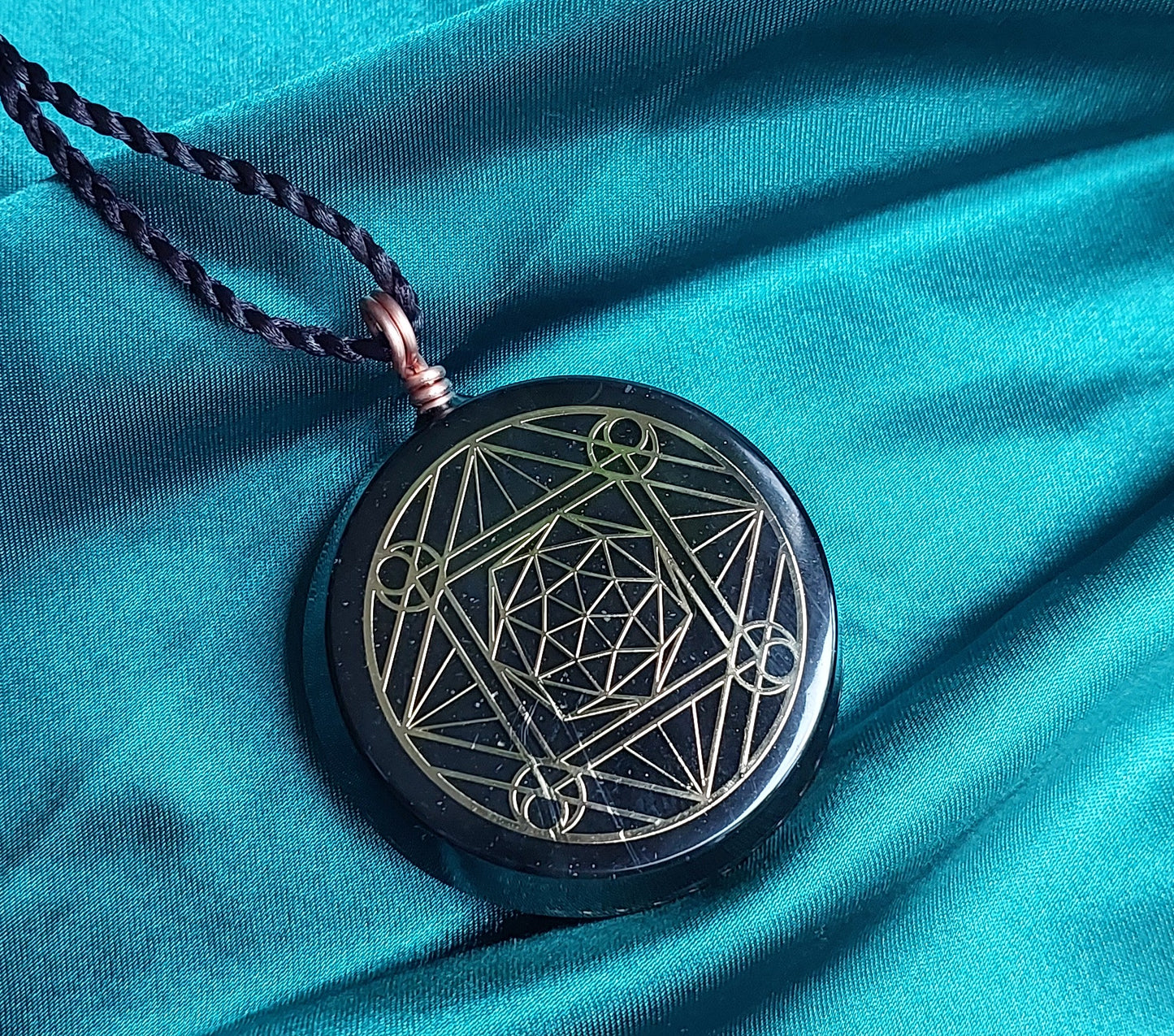 Ethereal - Blue Apatite & Tensor Ring Orgonite Necklace Talisman Collection