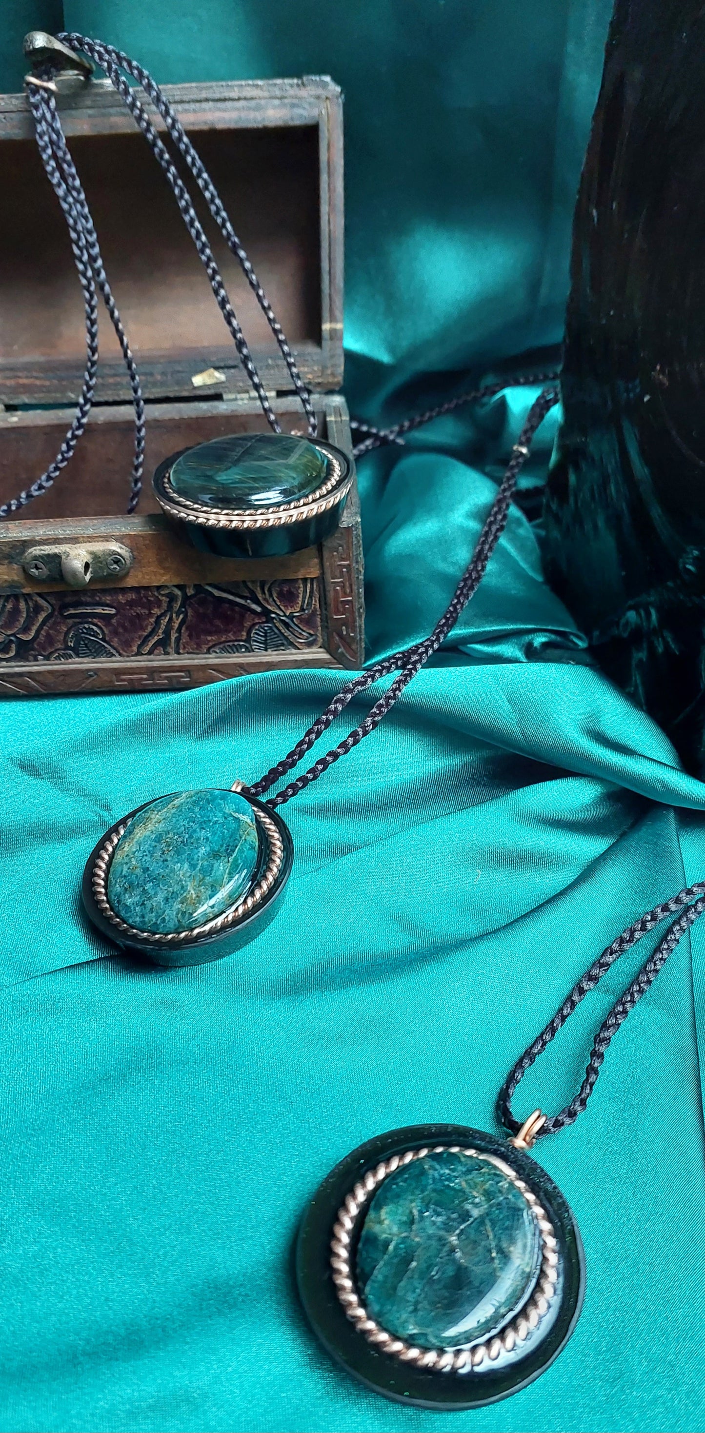 Ethereal - Blue Apatite & Tensor Ring Orgonite Necklace Talisman Collection
