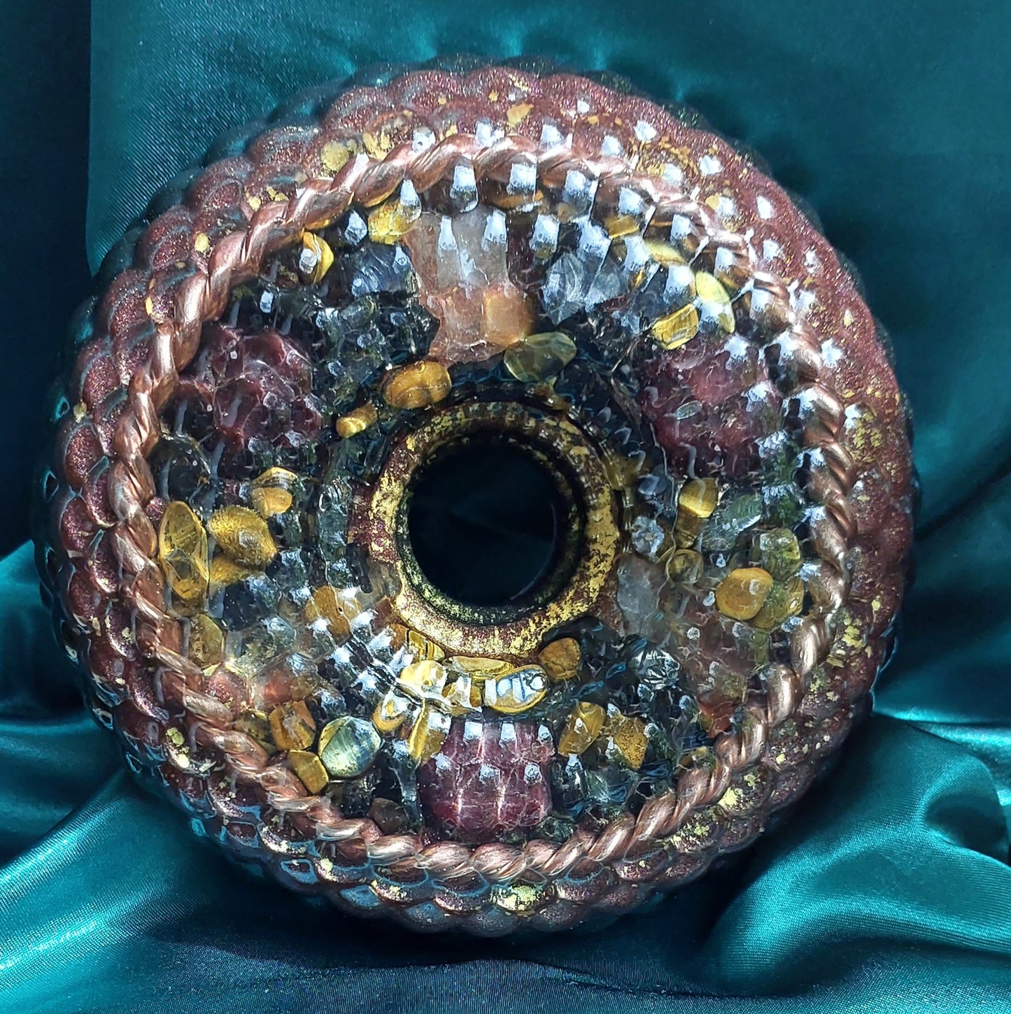 Dragon Vortex Orgonite Wheel with 333Mhz Cubit Tensor Ring