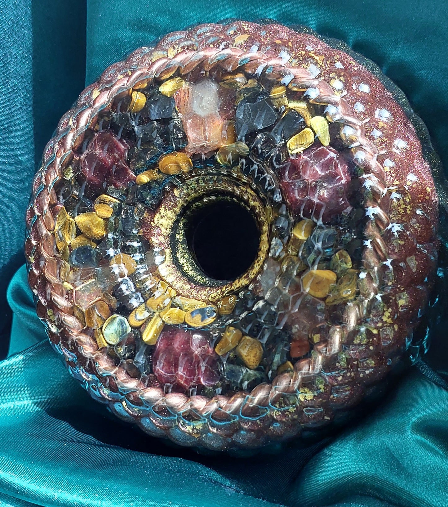 Dragon Vortex Orgonite Wheel with 333Mhz Cubit Tensor Ring