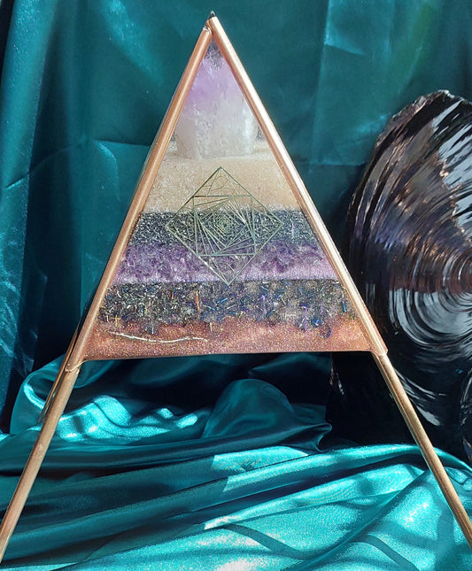 Majestic Amethyst - Orgonite Pyramid with Copper Stand Legs