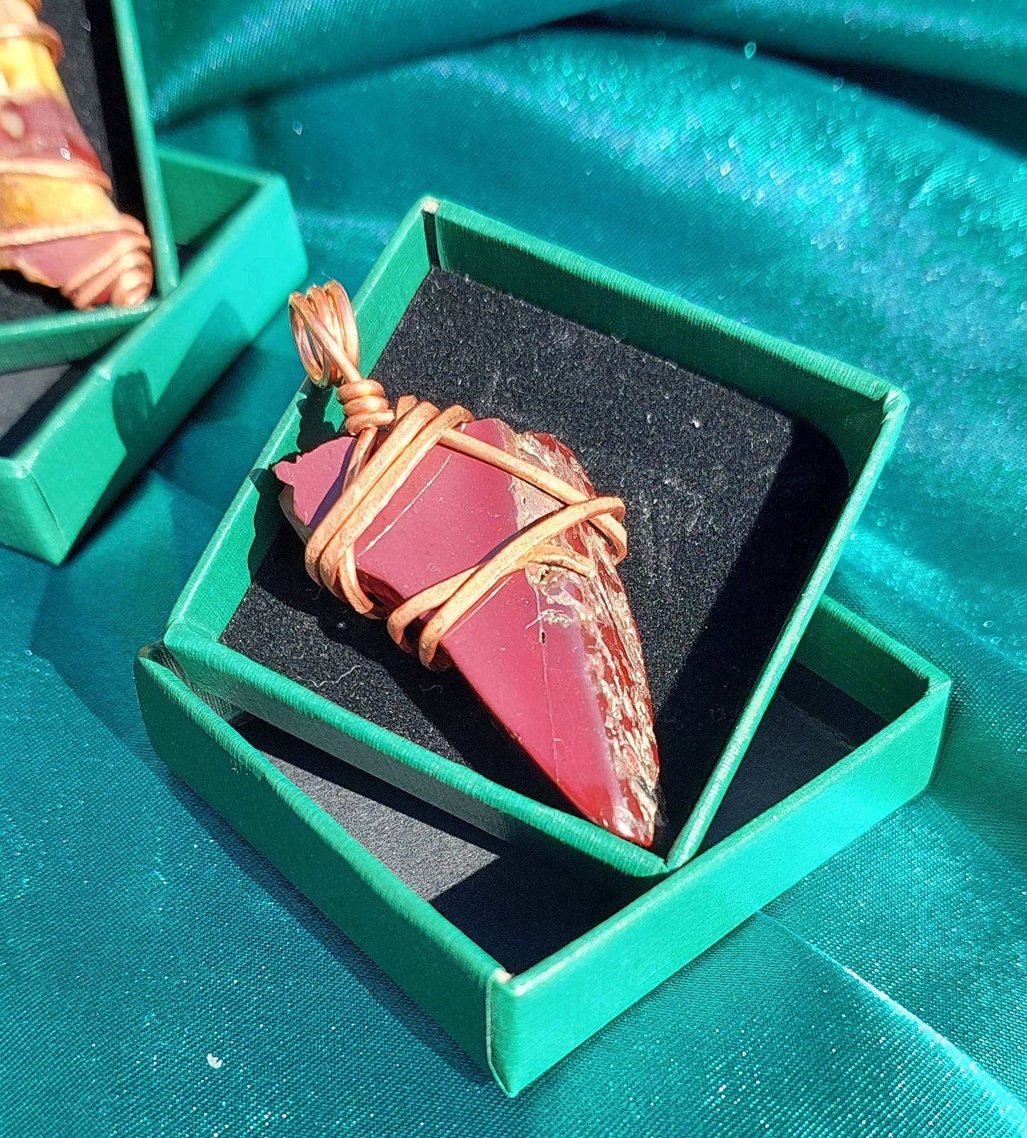 Earthbound Radiance - Copper-Wrapped Mookaite Pendant Collection