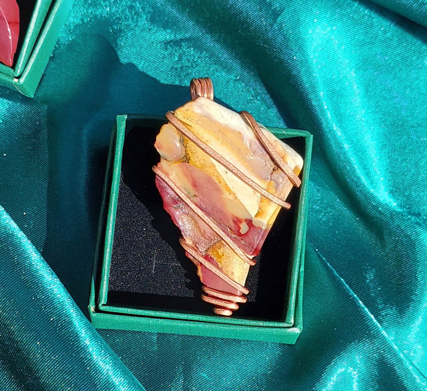 Earthbound Radiance - Copper-Wrapped Mookaite Pendant Collection