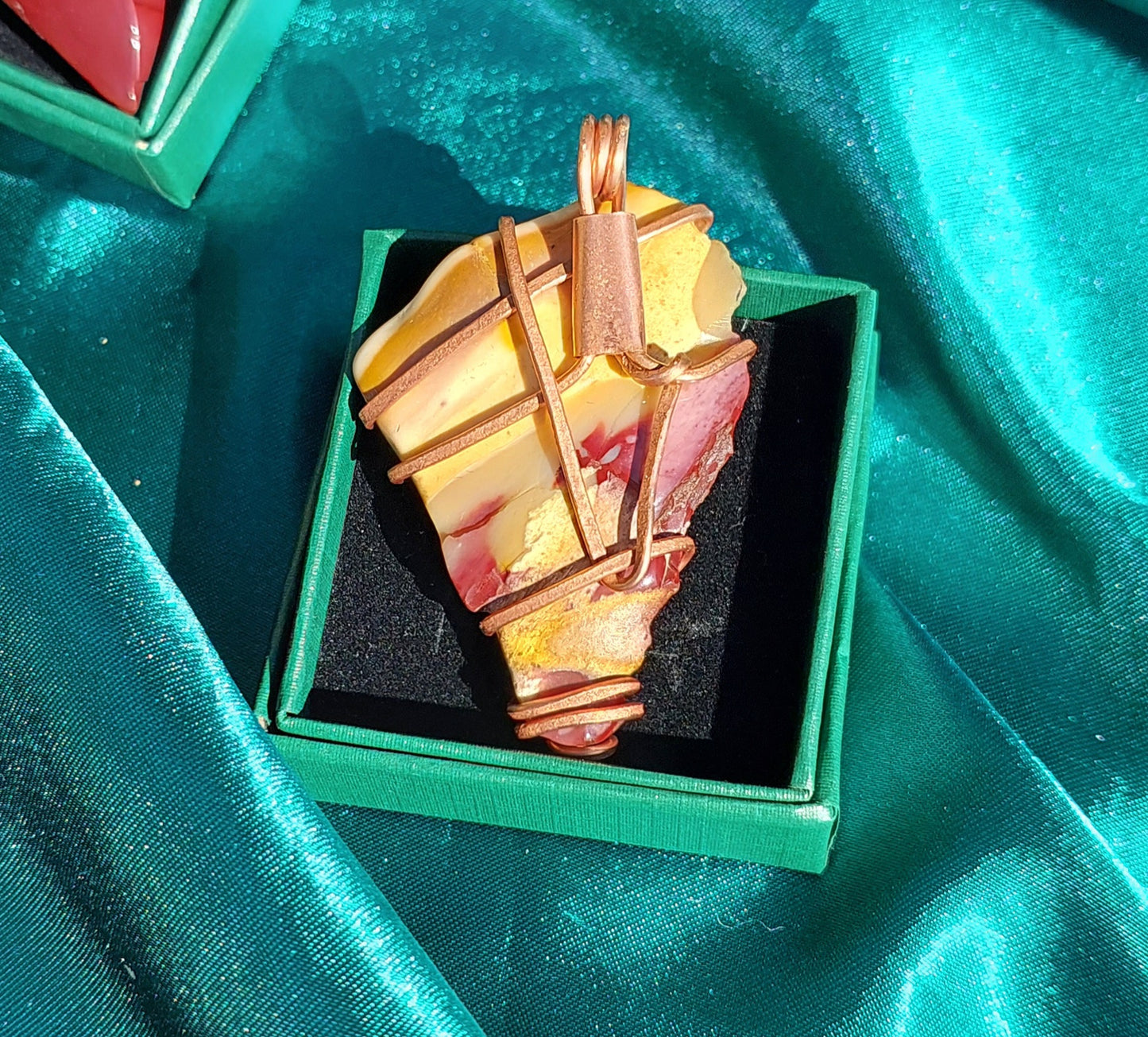 Earthbound Radiance - Copper-Wrapped Mookaite Pendant Collection