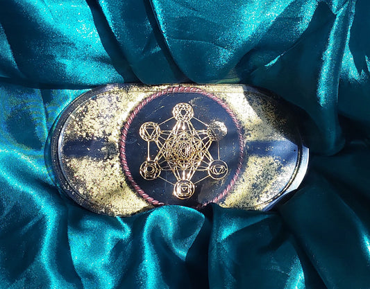 Metatron Orgonite Charging Plate with Sacred Cubit Tensor Ring