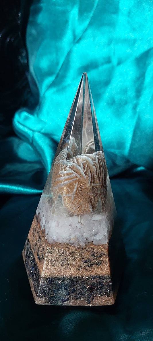 Desert Rose Pentagonal Pyramid | Grounded Stillness & Subtle Expansion