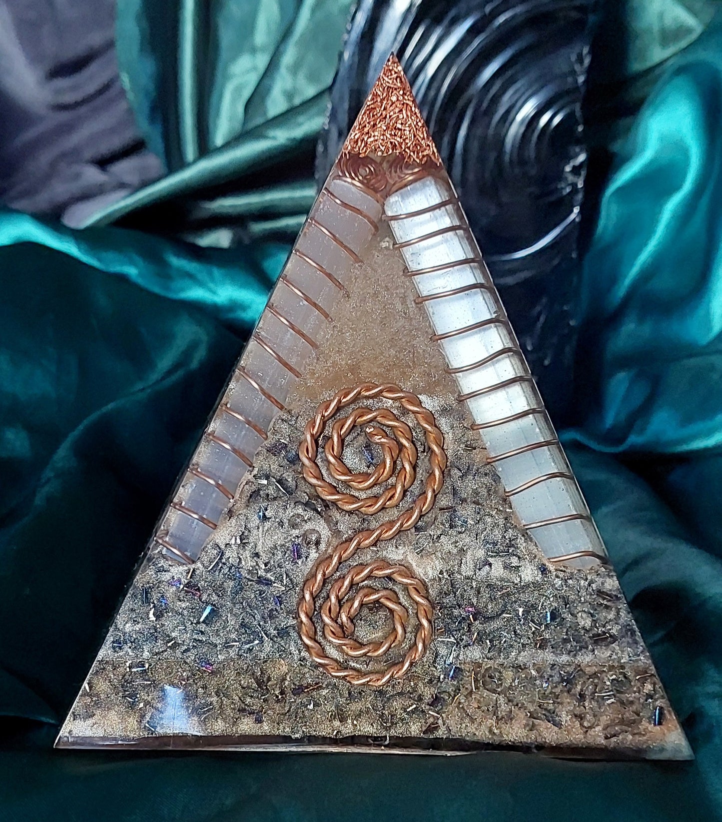 Selenite Flower of Life Large Pyramid