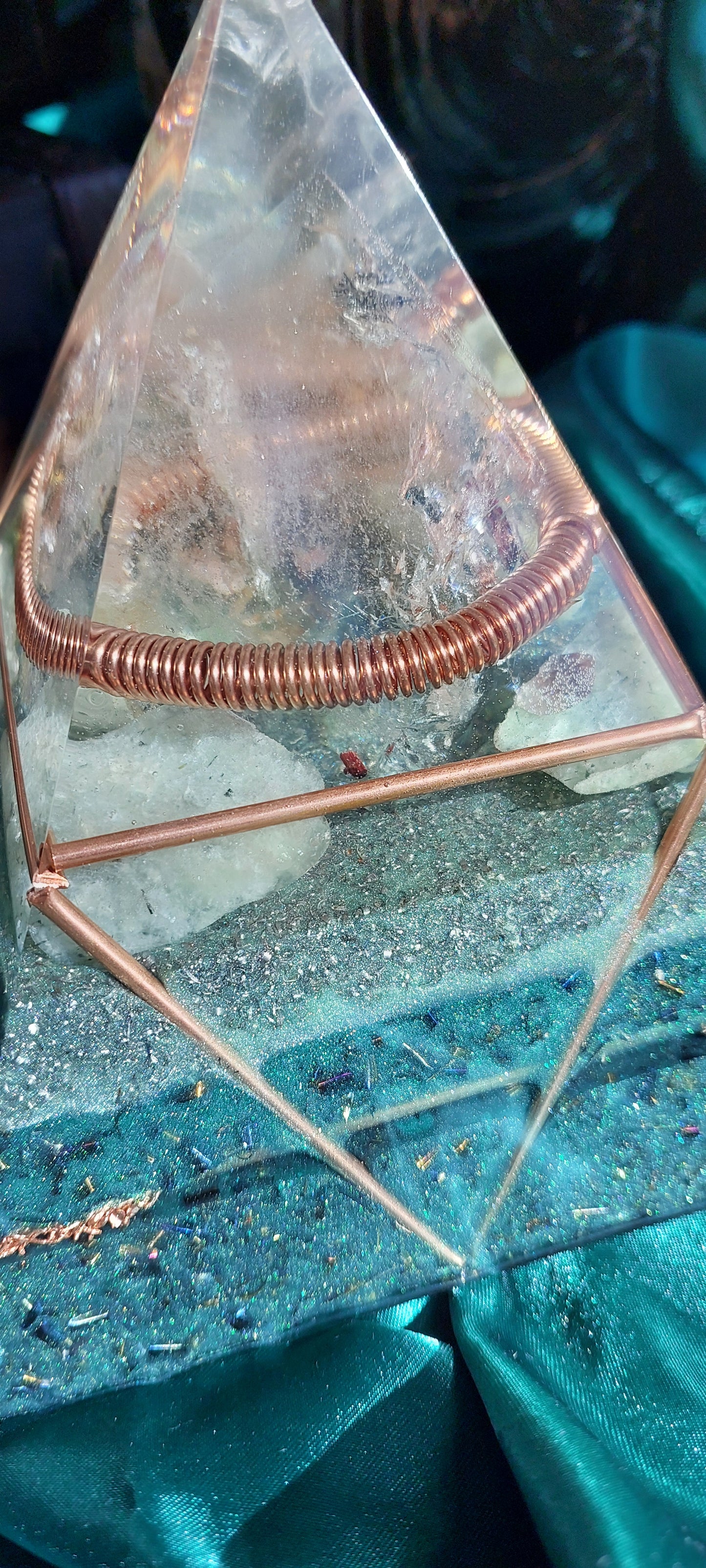 Large Earth Elemental Orgonite Pyramid - Quartz & Prehnite