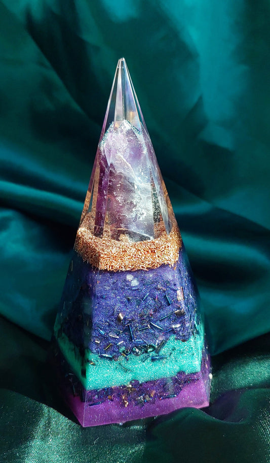 Pentagonal Fluorite Orgonite Pyramid Collection - Different styles available