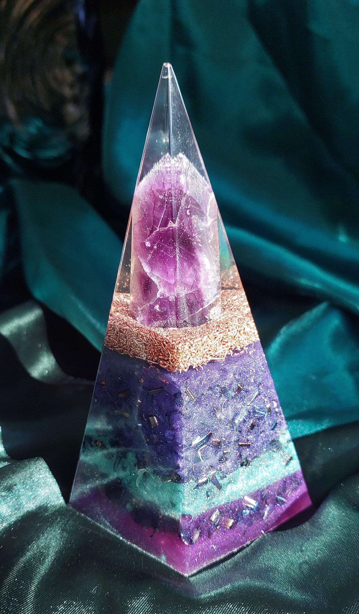 Pentagonal Fluorite Orgonite Pyramid Collection - Different styles available