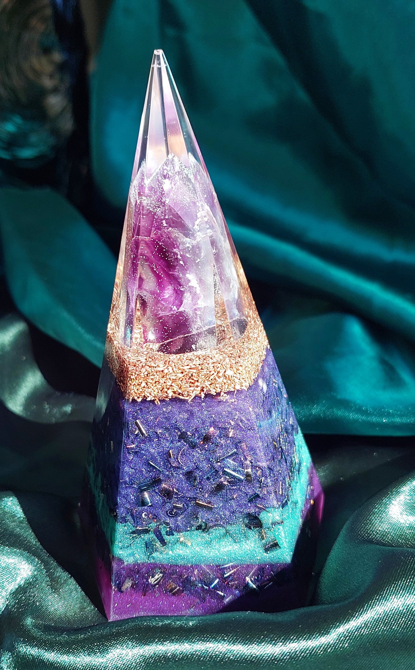 Pentagonal Fluorite Orgonite Pyramid Collection - Different styles available