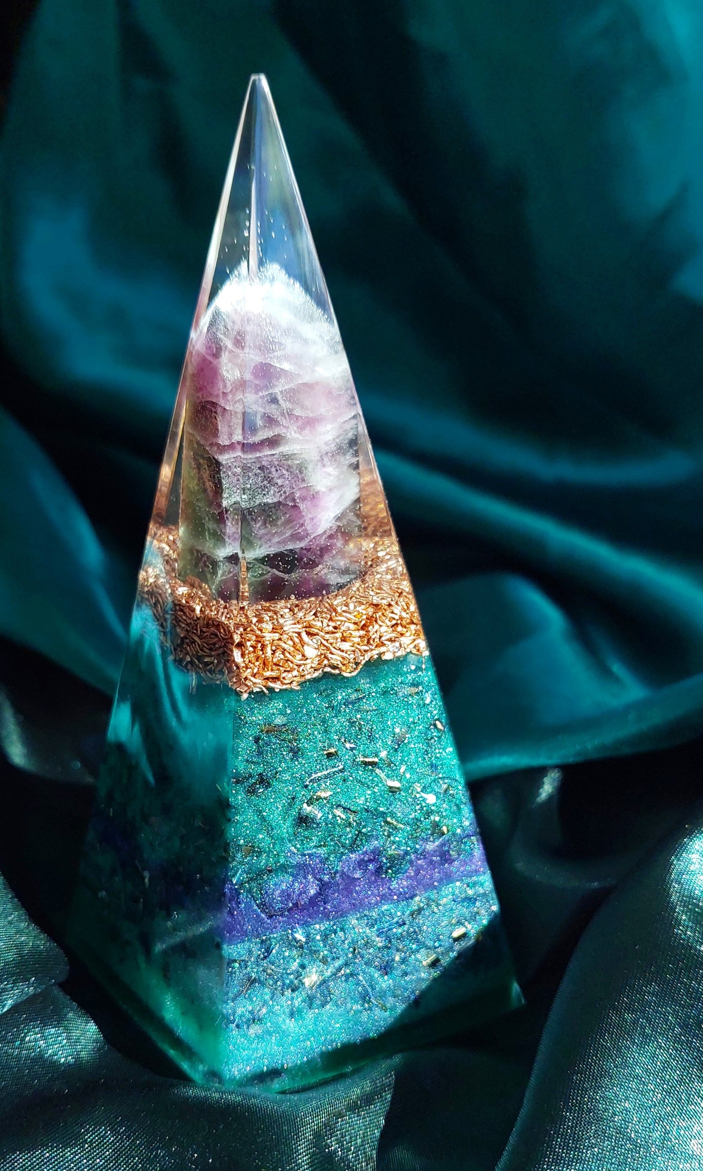 Pentagonal Fluorite Orgonite Pyramid Collection - Different styles available