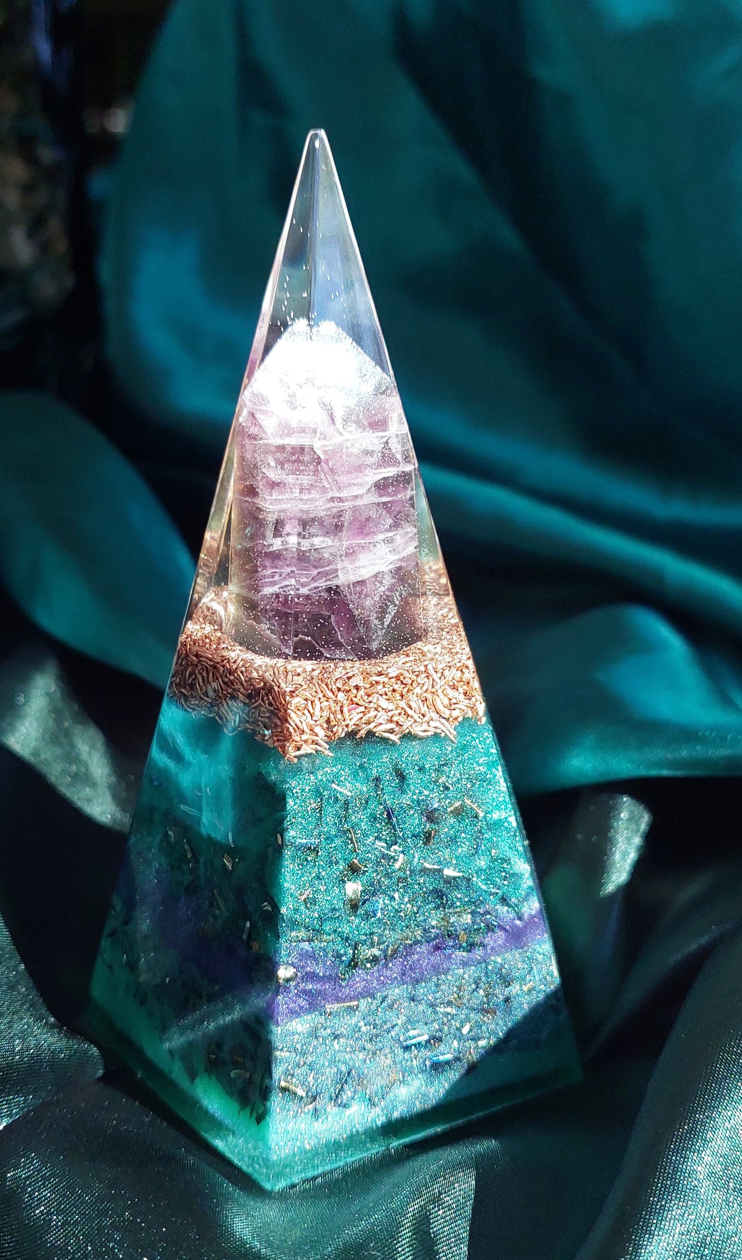 Pentagonal Fluorite Orgonite Pyramid Collection - Different styles available