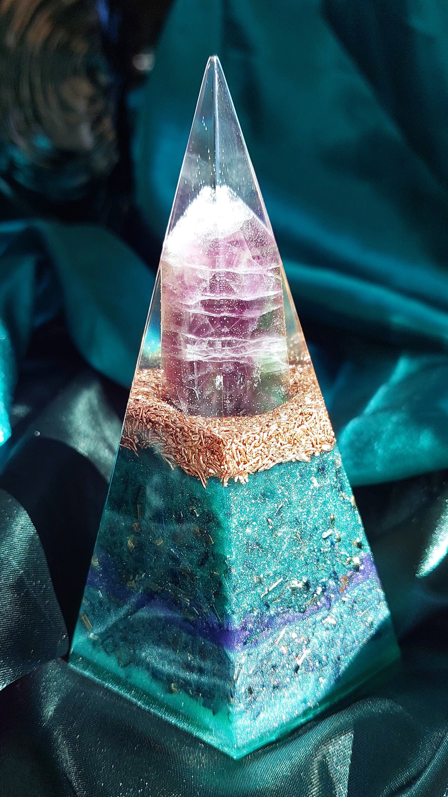 Pentagonal Fluorite Orgonite Pyramid Collection - Different styles available