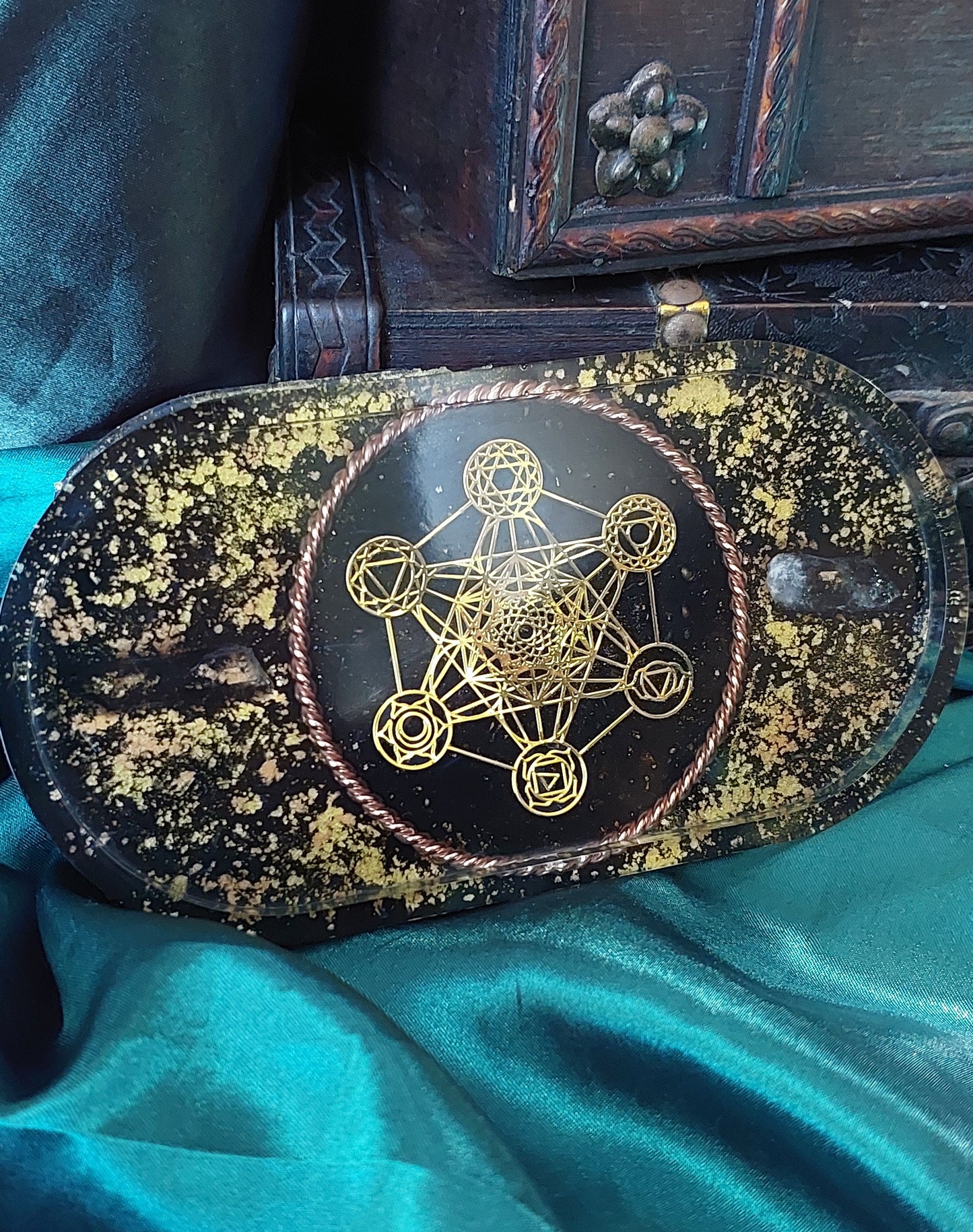 Orgonite Charging Plate - Gold Metatron’s Cube