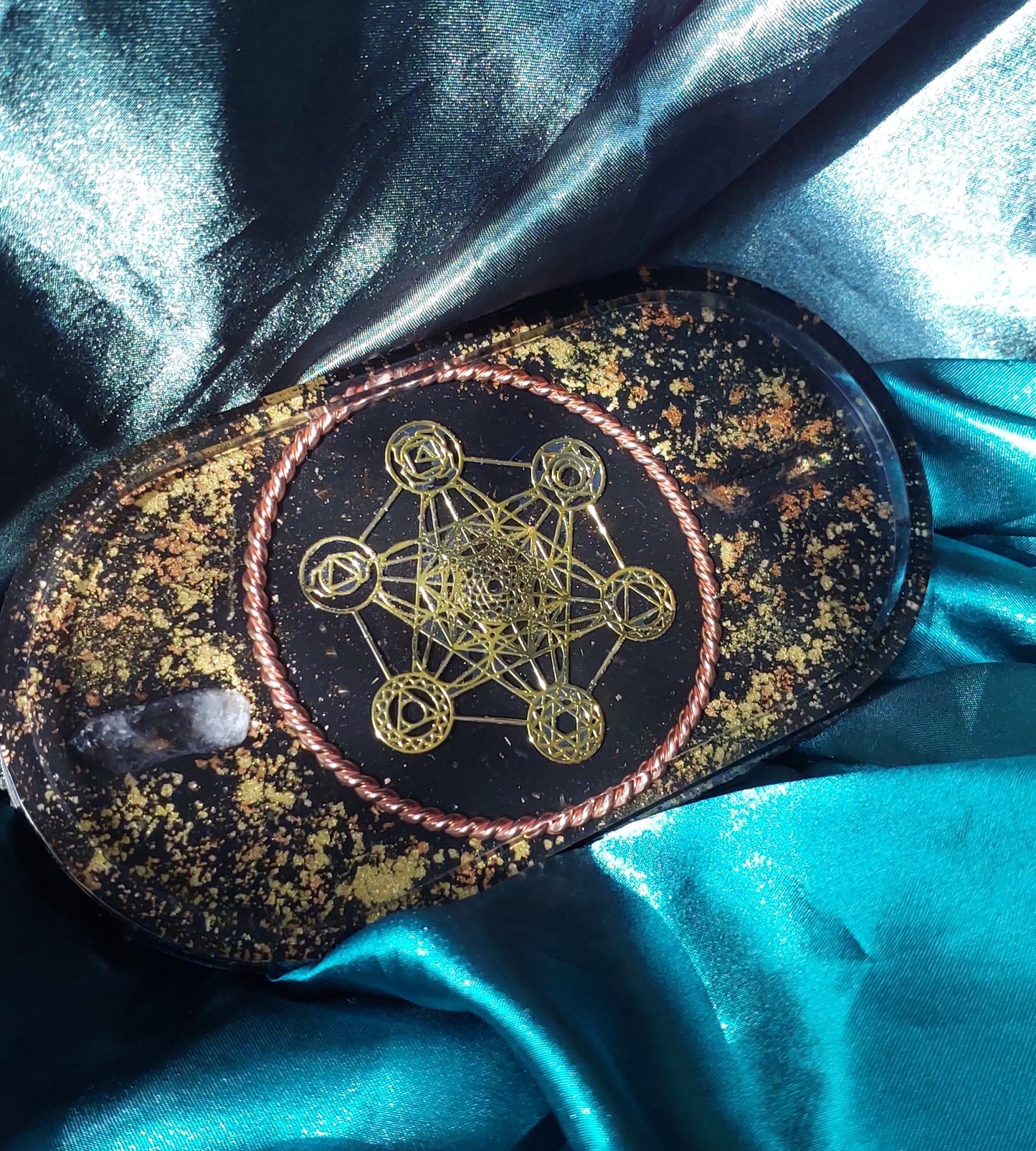 Orgonite Charging Plate - Gold Metatron’s Cube