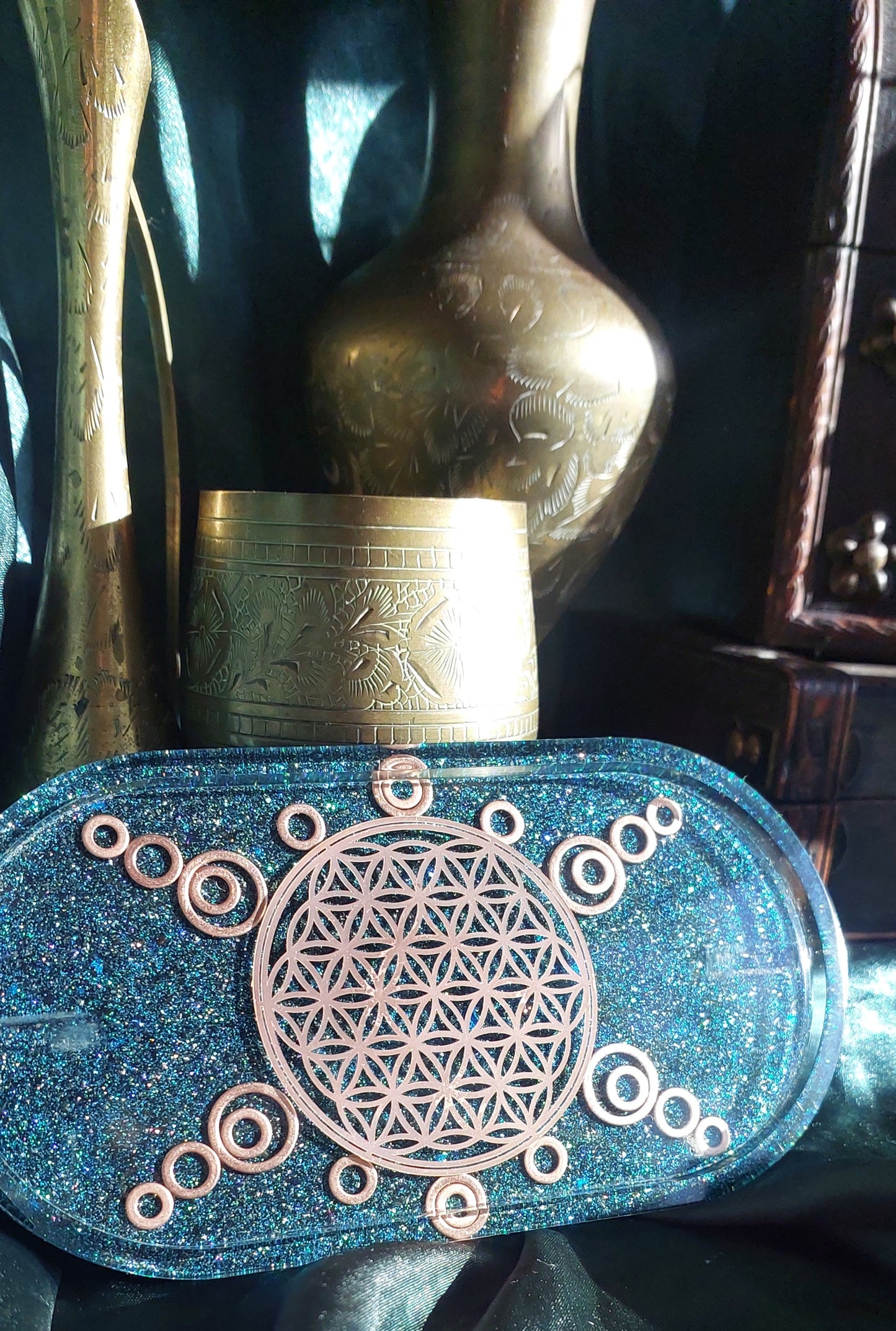 Orgonite Charging Plate with Flower of Life & Copper