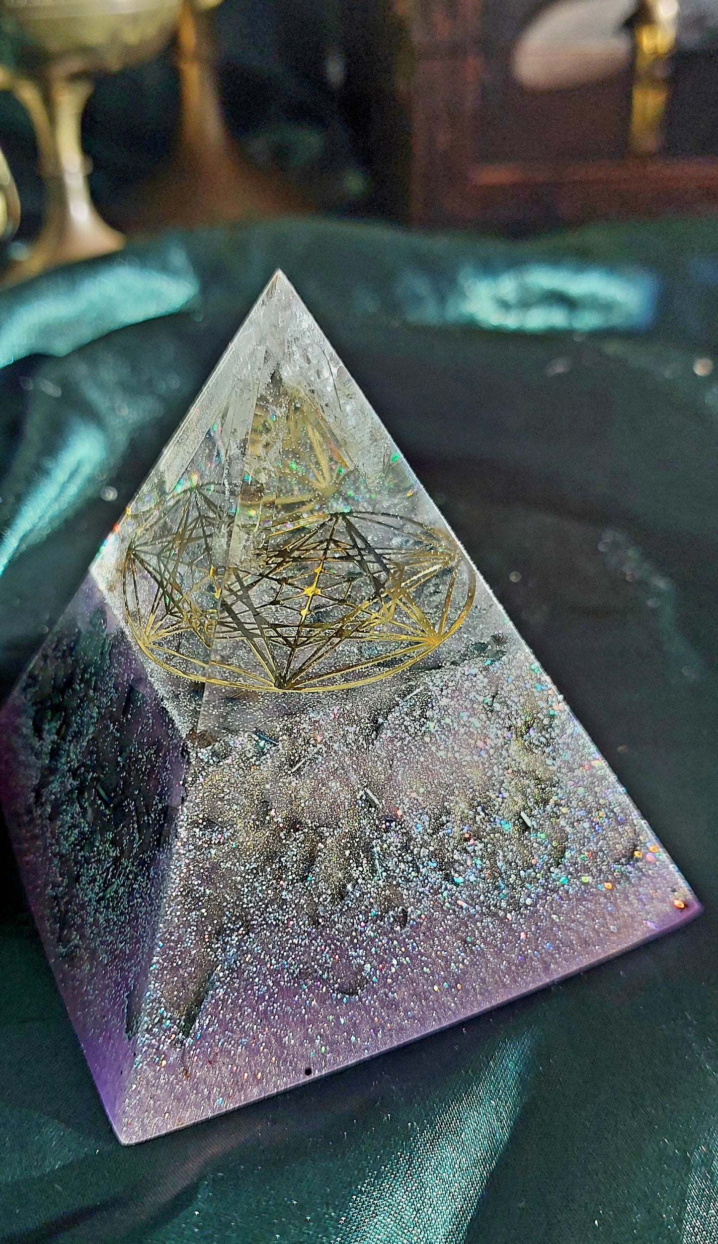 Mini Orgonite Pyramid with Quartz Points - Different styles available