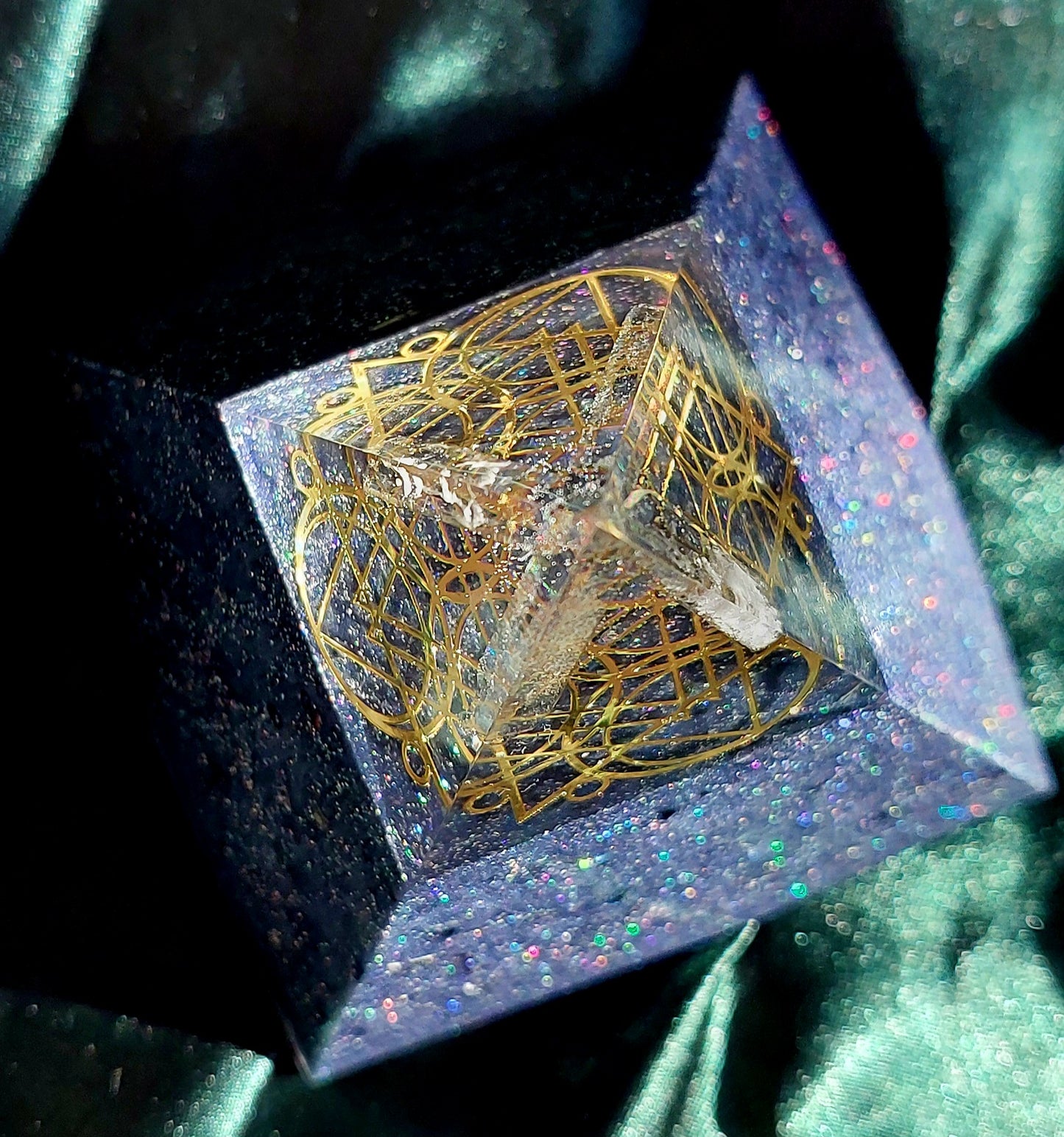 Mini Orgonite Pyramid with Quartz Points - Different styles available