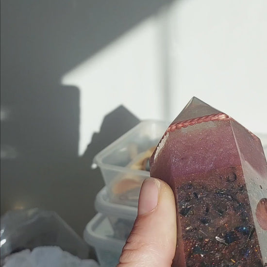 "Elevate Your Space" - Obelisk Orgonite Pyramid with Atlantis Cubit Tensor Ring