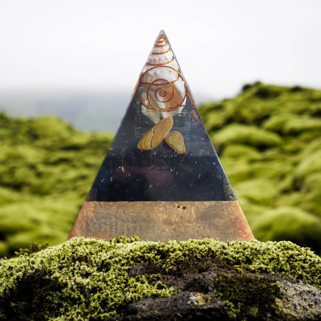 "Spiral Conchlore" Large Orgonite Pyramid