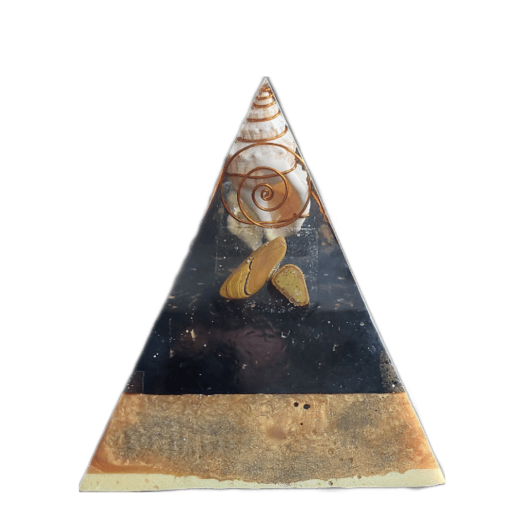 "Spiral Conchlore" Large Orgonite Pyramid